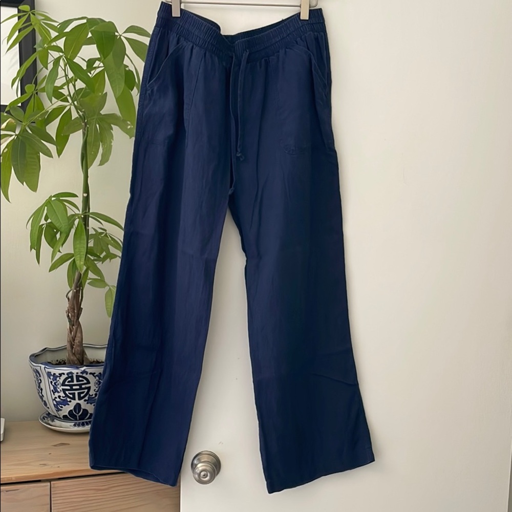 Allen Allen Linen Deep Blue Women's Trousers